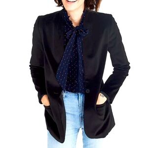 Madewell Black Velvet Suit Blazer